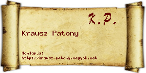 Krausz Patony névjegykártya